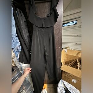 Do+be black pants romper off the shoulder
